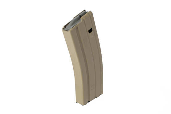 Okay Industries SureFeed AR-15 magazine holds 30 rounds of 5.56 NATO or 300 Blackout with an extended base plate and slick Flat Dark Earth finish